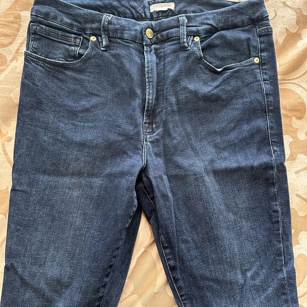 Good American Stretch Skinny Dark Blue Denim Jeans Sz 15